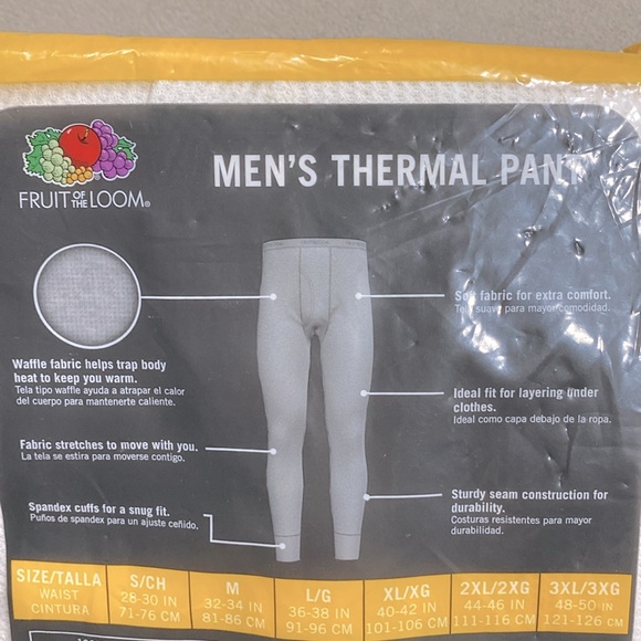 NWT Fruit of the Loom Mens Thermal Bottom Dual Defense Waffle Knit Pants Size XL - Picture 10 of 14